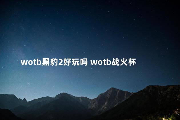 wotb黑豹2好玩吗 wotb战火杯